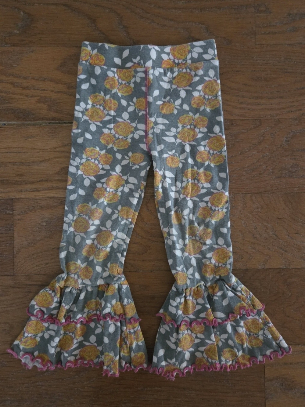 Girls Floral Ruffle Bell Bottom Pants 4/5